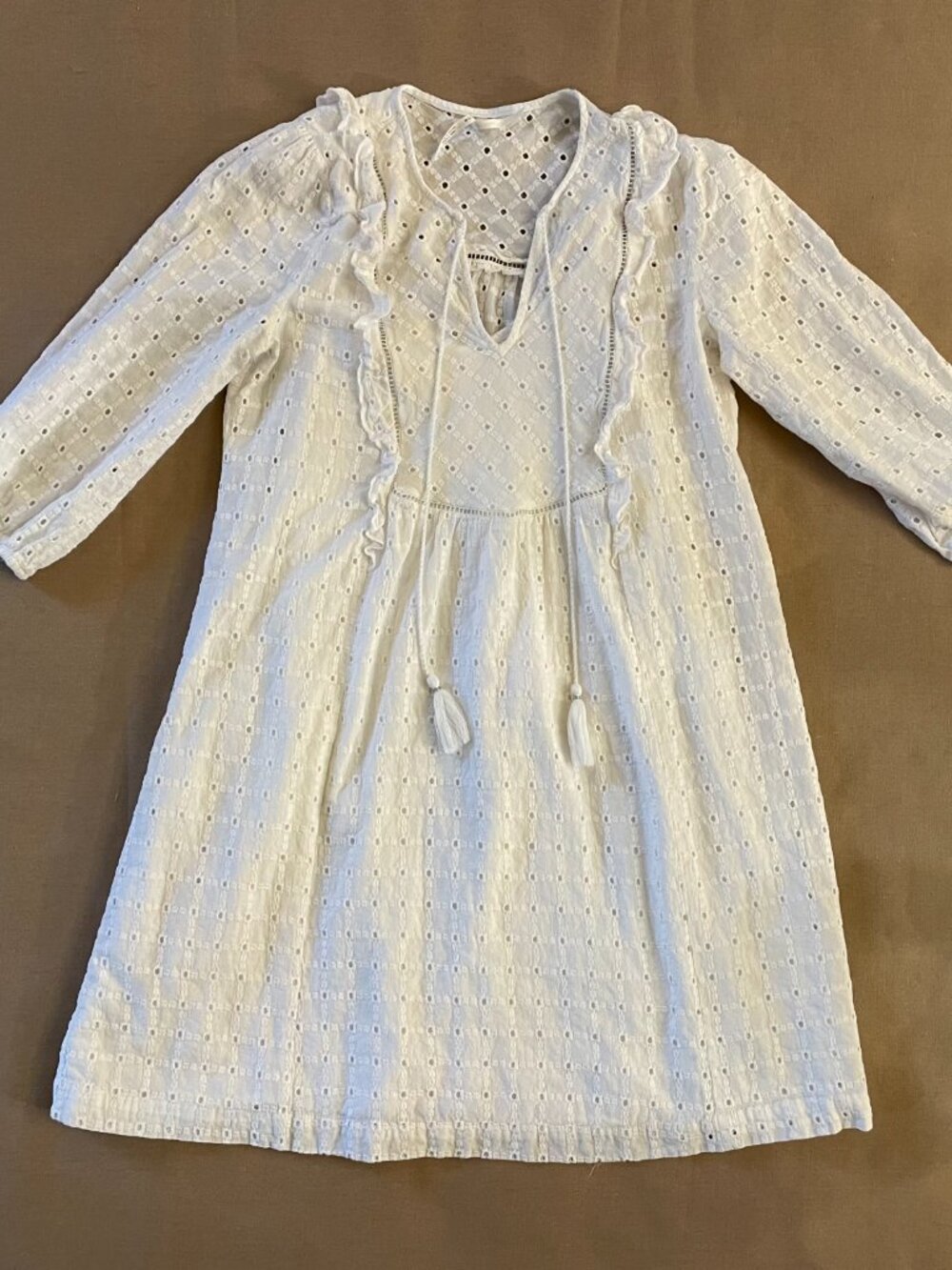 Anthropologie Dress Sz 8 White Eyelet BOHO Cottagecore Resortwear Beach Summer - Picture 3 of 12